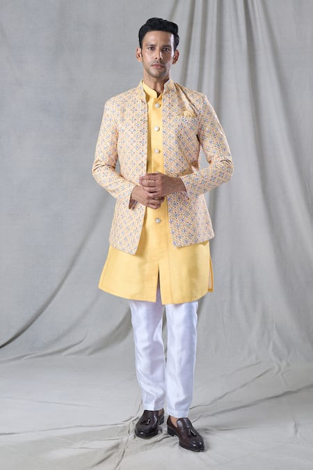 Arihant Rai Sinha Flower Butti Embroidered Jacket & Kurta Set 