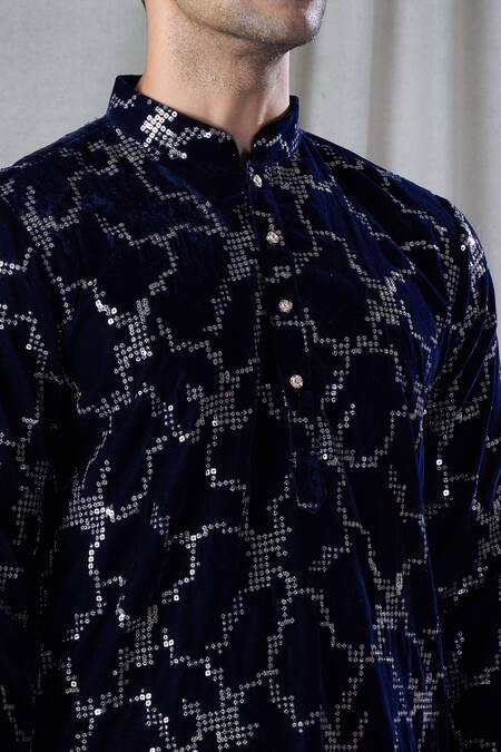 Buy Arihant Rai Sinha Black Velvet Sequins Geometric Embroidered Straight Kurta Buy_Arihant Rai Sinha_Black Velvet Sequins Geometric Embroidered Straight Kurta