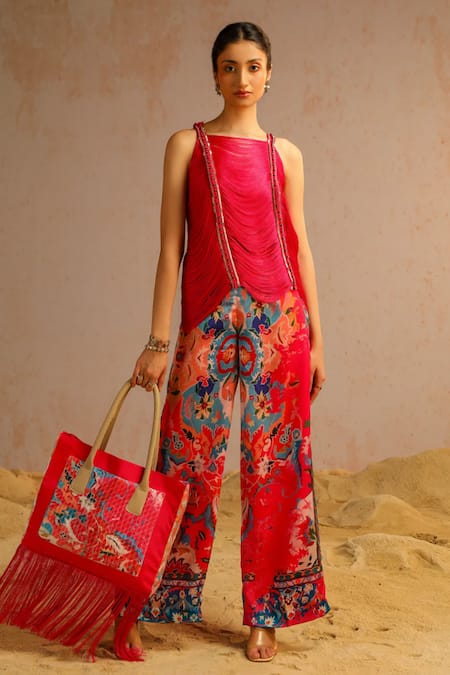 Aditi Gupta Zardosi Embroidered Top & Flared Pant Set 