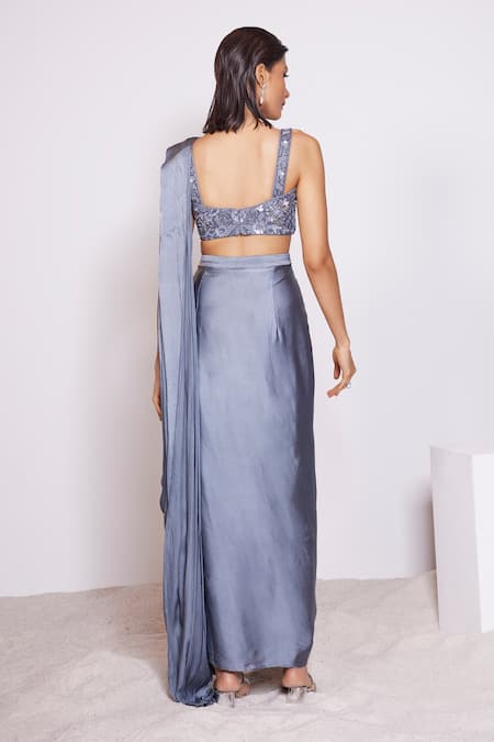 Panihari Pre-Draped Skirt Saree With Embroidered Blouse 