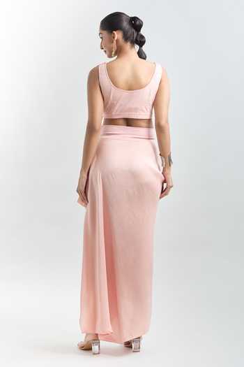 Anamika Khanna Floral Embroidered Draped Tunic Set With Jacket 