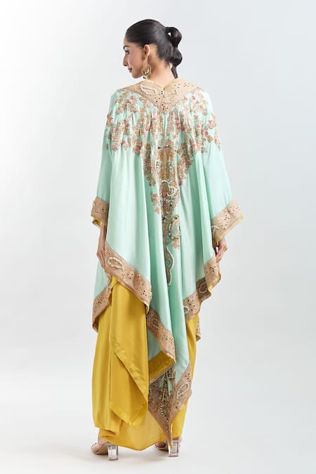 Anamika Khanna Embroidered Draped Tunic Set With Cape 