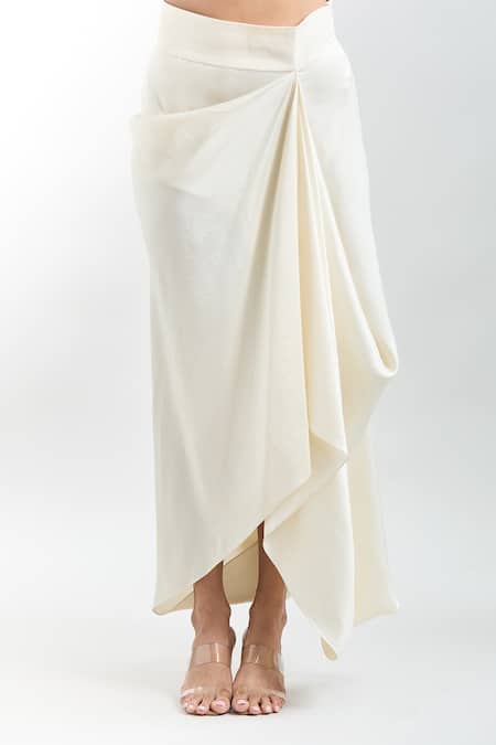 Shop Anamika Khanna Green Tassels One Shoulder Embroidered Tunic And Draped Skirt Set Online at Aza Fashions Shop_Anamika Khanna_Green Tassels One Shoulder Embroidered Tunic And Draped Skirt Set _Online_at_Aza_Fashions