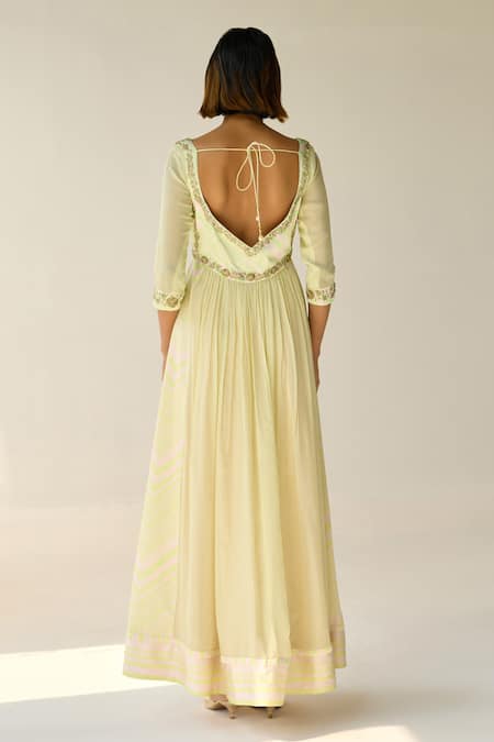 Shop_Shyam Narayan Prasad_White Cotton Satin, Chiffon Zari, Beads, Sequins Checkered Print Anarkali Set _at_Aza_Fashions