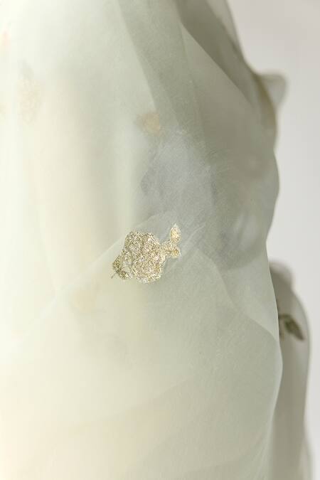 Buy_Shyam Narayan Prasad_Green Chanderi Sequins, Applique, Embroidery Floral Hand Block Print Kurta Set _Online_at_Aza_Fashions