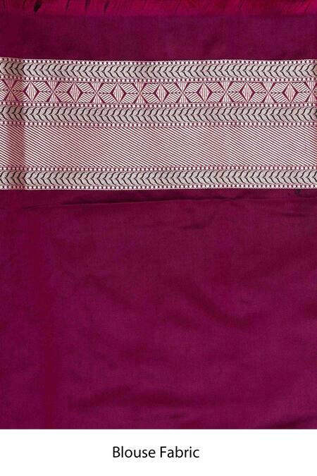 Zal From Benaras_Maroon Phool Border Woven Banarasi Handloom Saree With Unstitched Blouse Piece_at_Aza_Fashions