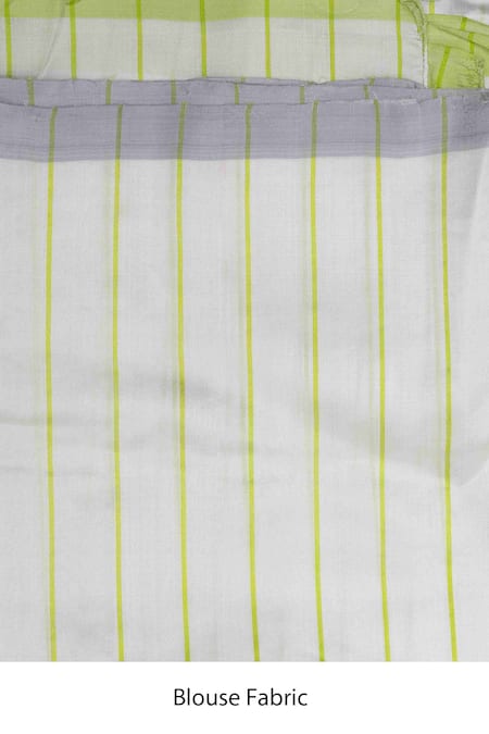 Zal From Benaras_Green Chanderi Silk Colorblocked Pure Saree With Unstitched Blouse Piece _at_Aza_Fashions