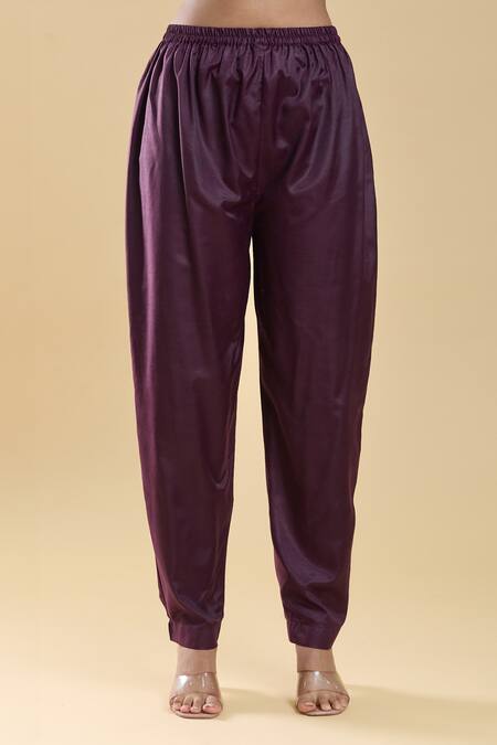 Samyukta Singhania_Purple Georgette, Chiffon, Silk Sequins, Zari Floral Embroidered Kurta Pant Set_at_Aza_Fashions