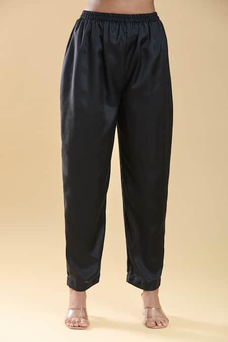 Shop Samyukta Singhania Black Georgette, Chiffon Embroidery, Sequins, Zari Paisley Kurta Pant Set Online at Aza Fashions Shop_Samyukta Singhania_Black Georgette, Chiffon Embroidery, Sequins, Zari Paisley Kurta Pant Set _Online_at_Aza_Fashions