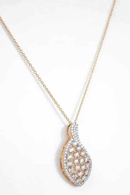 Shop_Sica Jewellery_White Crystals Cubic Zirconia Embellished Pendant Necklace Set _Online_at_Aza_Fashions