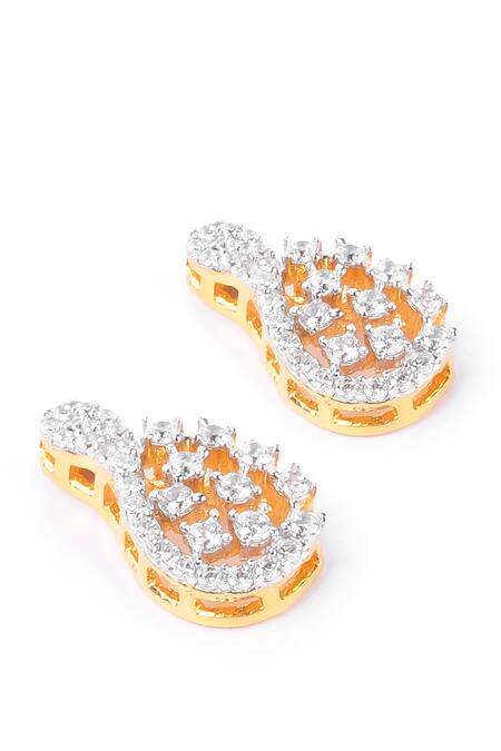 Sica Jewellery_White Crystals Cubic Zirconia Embellished Pendant Necklace Set _at_Aza_Fashions