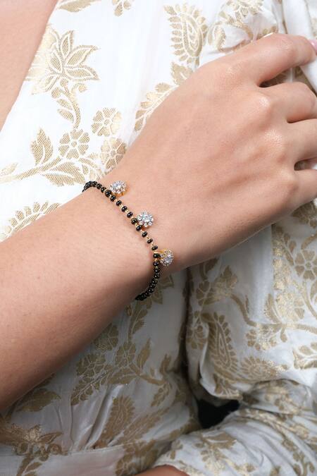 Buy_Sica Jewellery_Black Crystals Cubic Zirconia Embellished Bracelet _Online_at_Aza_Fashions