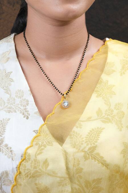 Sica Jewellery_Black Cubic Zirconia Embellished Mangalsutra _Online_at_Aza_Fashions