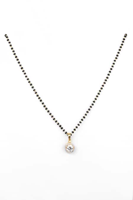 Shop Sica Jewellery Black Cubic Zirconia Embellished Mangalsutra at Aza Fashions Shop_Sica Jewellery_Black Cubic Zirconia Embellished Mangalsutra _at_Aza_Fashions