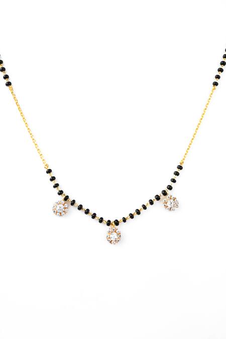 Buy_Sica Jewellery_Black Cubic Zirconia Studded Bead Mangalsutra _Online_at_Aza_Fashions