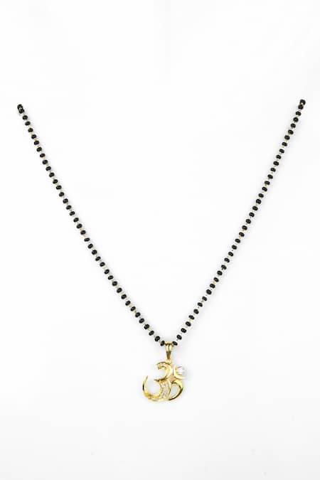 Shop Sica Jewellery Black Om Carved Pendant Mangalsutra at Aza Fashions Shop_Sica Jewellery_Black Om Carved Pendant Mangalsutra _at_Aza_Fashions