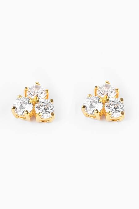 Sica Jewellery_Silver Plated Crystals Cubic Zirconia Embellished Stud Earrings _Online_at_Aza_Fashions