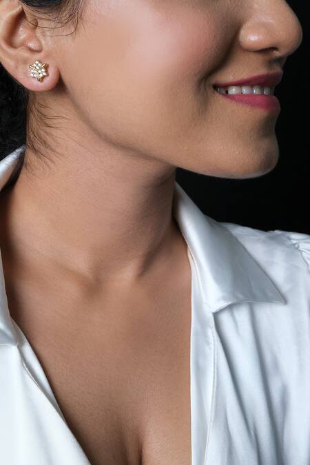 Buy_Sica Jewellery_Silver Plated Crystals Cubic Zirconia Studded Earrings _Online_at_Aza_Fashions