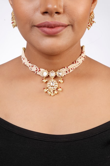 Sica Jewellery Polki Embellished Necklace Set 