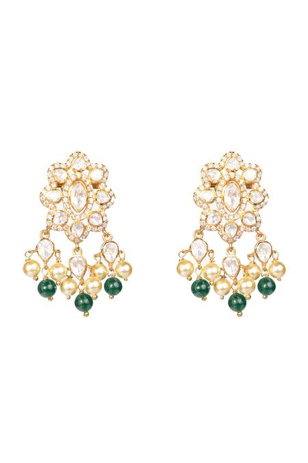 Shop Sica Jewellery Green Diamonds, Stones Moissanite Polki Embellished Necklace Set Online at Aza Fashions Shop_Sica Jewellery_Green Diamonds, Stones Moissanite Polki Embellished Necklace Set _Online_at_Aza_Fashions