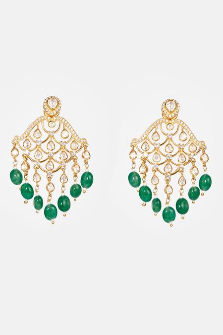 Sica Jewellery Green Diamonds, Beads Moissanite Polki Necklace Set Online at Aza Fashions Sica Jewellery_Green Diamonds, Beads Moissanite Polki Necklace Set _Online_at_Aza_Fashions