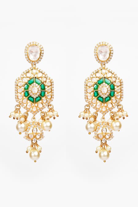 Shop Sica Jewellery Green Polki Embellished Choker Necklace at Aza Fashions Shop_Sica Jewellery_Green Polki Embellished Choker Necklace _at_Aza_Fashions