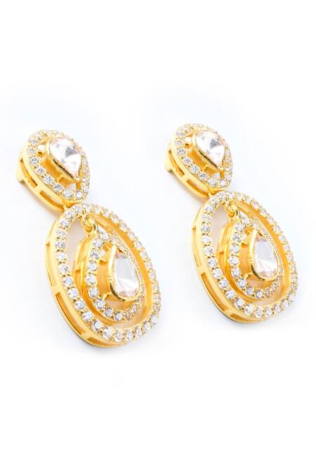 Sica Jewellery Yellow Diamonds, Crystals Moissanite Stone Embellished Earrings Online at Aza Fashions Sica Jewellery_Yellow Diamonds, Crystals Moissanite Stone Embellished Earrings _Online_at_Aza_Fashions