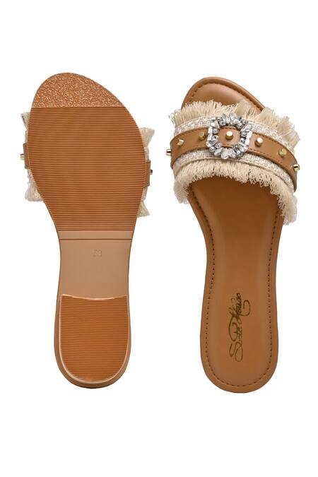 Buy Sole House Cream Embellished Jute Strap Flats Buy_Sole House_Cream Embellished Jute Strap Flats