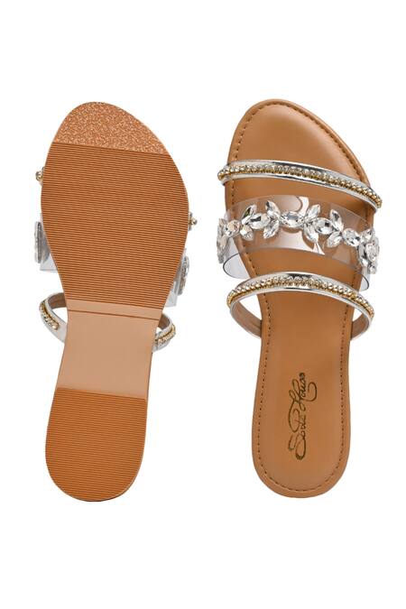 Buy_Sole House_Silver Crystal Embellished Multi-strap Flats 