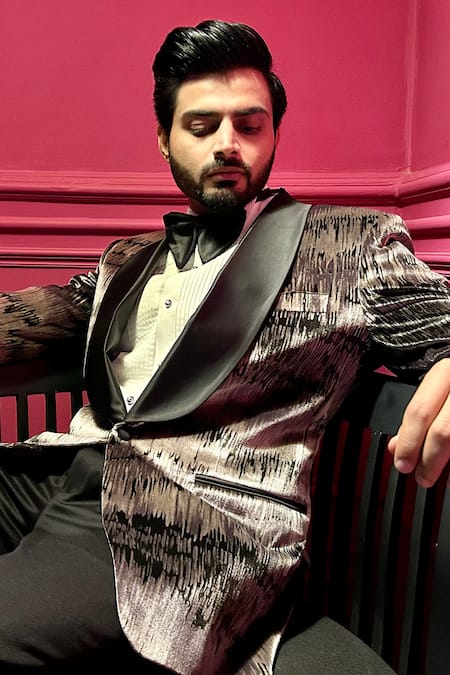 The House Of Diwans Velvet Shimmer Gradient Tuxedo Set 