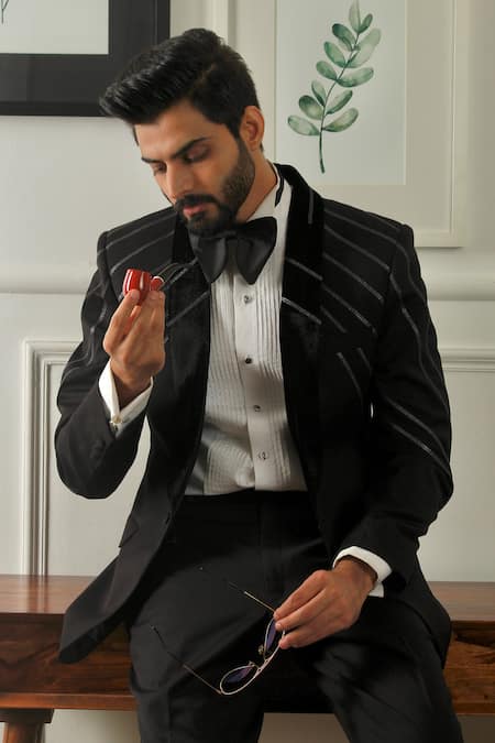 The House Of Diwans Tape Embellished Tuxedo Trouser Set 