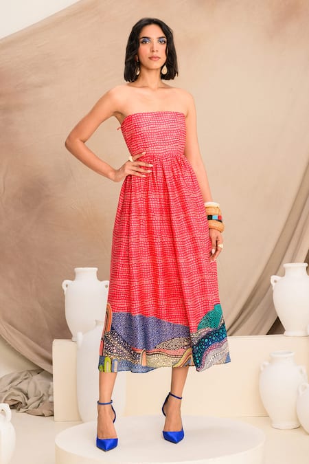 JUHI BENGANI Abstract Print Tube Dress 