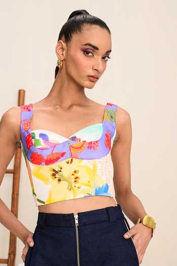 Buy_Juhi Bengani_Blue Denim Vanilla Bloom Solid Cargo