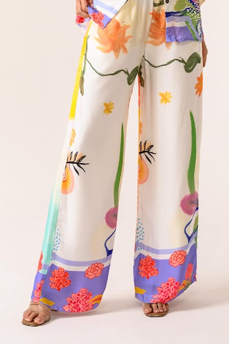 Juhi Bengani Multi Color Collared Floral Printed Shirt And Pant Set at Aza Fashions Juhi Bengani_Multi Color Collared Floral Printed Shirt And Pant Set_at_Aza_Fashions