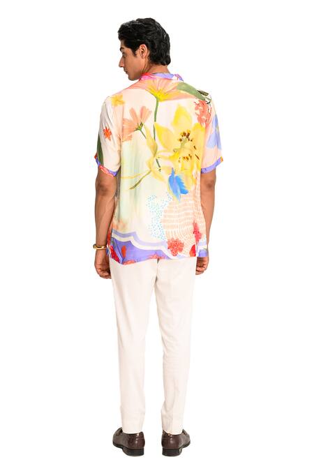 Buy Juhi Bengani Multi Color Shirt Silk Satin Printed Floral Vanila Bloom With Trouser Buy_Juhi Bengani_Multi Color Shirt Silk Satin Printed Floral Vanila Bloom With Trouser