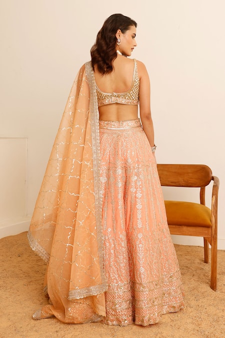 Studio Iris India Camelia Foil Work Floral Bridal Lehenga Set