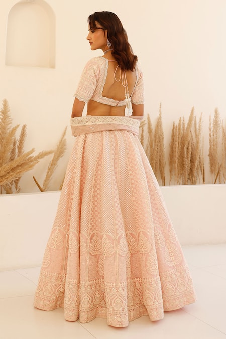 Studio Iris India Cherry Blossom Chikankari Embroidered Lehenga Set