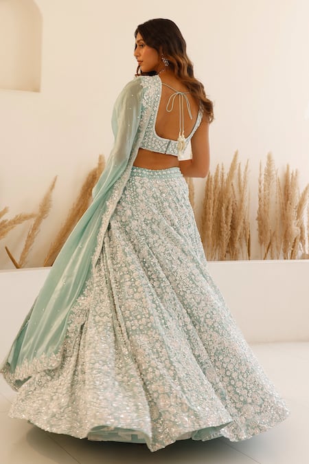 Studio Iris India Hyacinth Sequin Floral Embroidered Bridal Lehenga Set