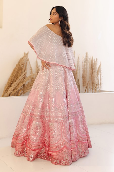 Studio Iris India Petunia Foil Embroidered Lehenga With Off-Shoulder Blouse