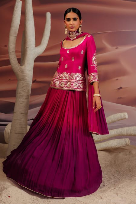 Adi By Aditya Khandelwl Ombre Embroidered Lehenga Set 