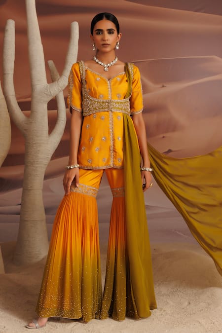 Adi By Aditya Khandelwl Embroidered Gharara Set With Jacket 
