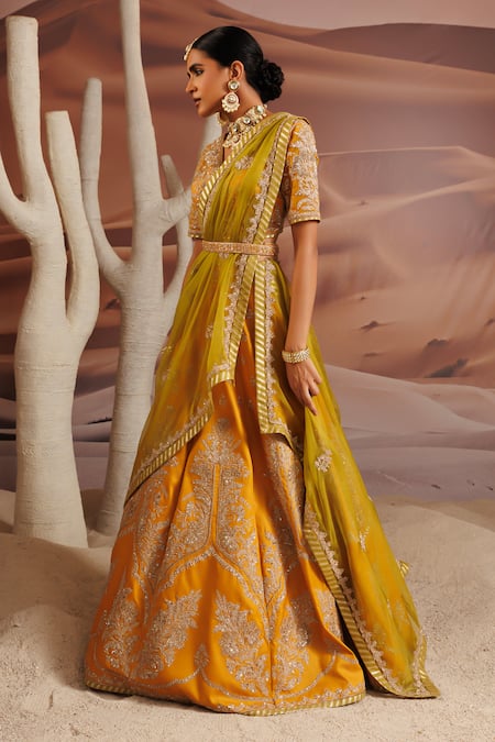 Adi By Aditya Khandelwl Embroidered Lehenga Set With Waist Belt 