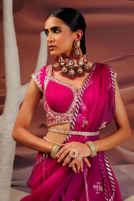 Shop Adi By Aditya Khandelwl Purple Silk, Georgette, Organza Beads, Gota Patti, Zari, Floral Lehenga Set Online at Aza Fashions Shop_Adi By Aditya Khandelwl_Purple Silk, Georgette, Organza Beads, Gota Patti, Zari, Floral Lehenga Set _Online_at_Aza_Fashions