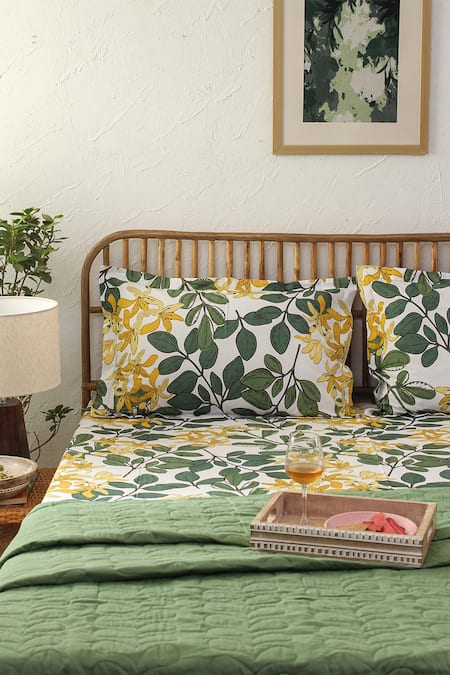 House This Moringa Printed King Bedsheet Set 