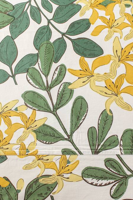 Shop_House This_Green 100% Cotton Printed Moringa King Bedsheet Set_Online_at_Aza_Fashions