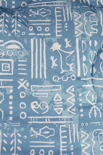 Buy_House This_Blue 100% Cotton, Polyfill Printed Gamathi Ethnic Motifs Double Comforter_Online_at_Aza_Fashions