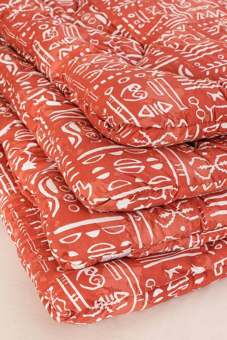 Shop House This Orange 100% Cotton, Polyfill Printed Gamathi Ethnic Patterns Single Comforter Online at Aza Fashions Shop_House This_Orange 100% Cotton, Polyfill Printed Gamathi Ethnic Patterns Single Comforter_Online_at_Aza_Fashions