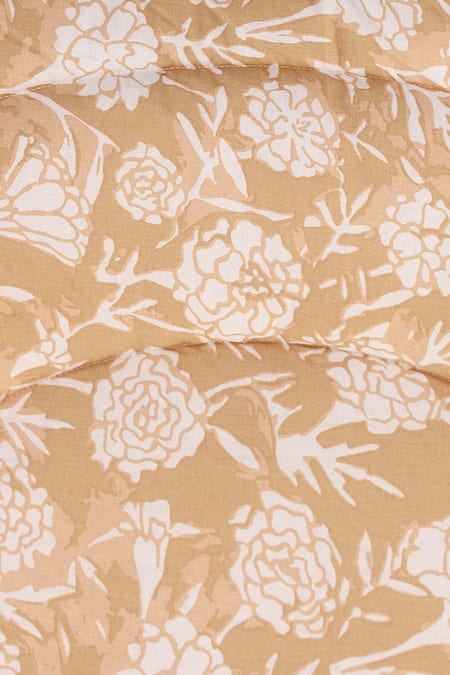 Buy_House This_Beige 100% Cotton, Polyfill Printed Genda Phool Single Comforter_Online_at_Aza_Fashions