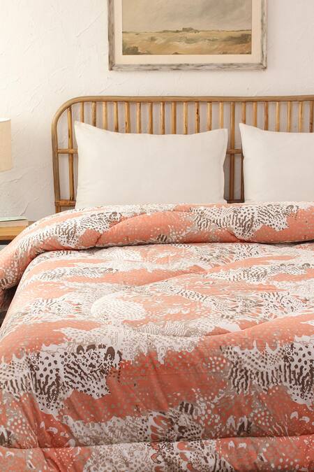 Shop_House This_Pink 100% Cotton, Polyfill Printed Mashak Single Comforter_at_Aza_Fashions