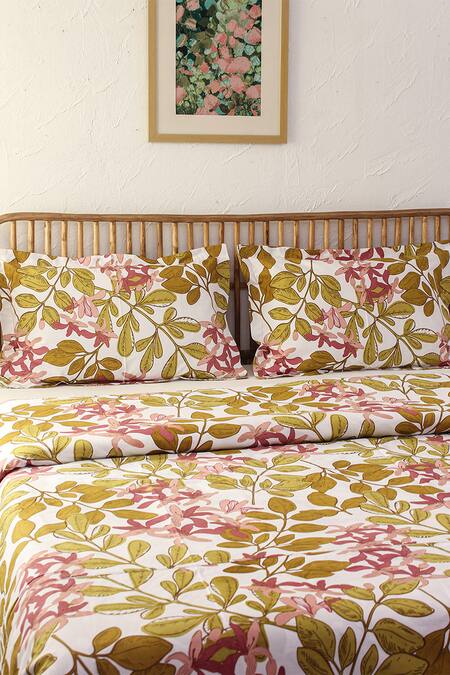 Shop_House This_Pink Cotton Printed Moringa Double Duvet Cover_at_Aza_Fashions